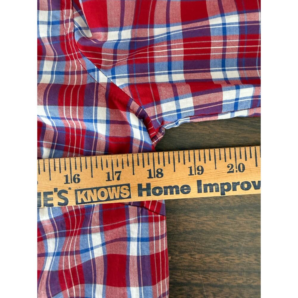 Talbots Plaid Ruffle Shirt Red White Blue Preppy Retro Button Down Top Women S - Picture 10 of 11